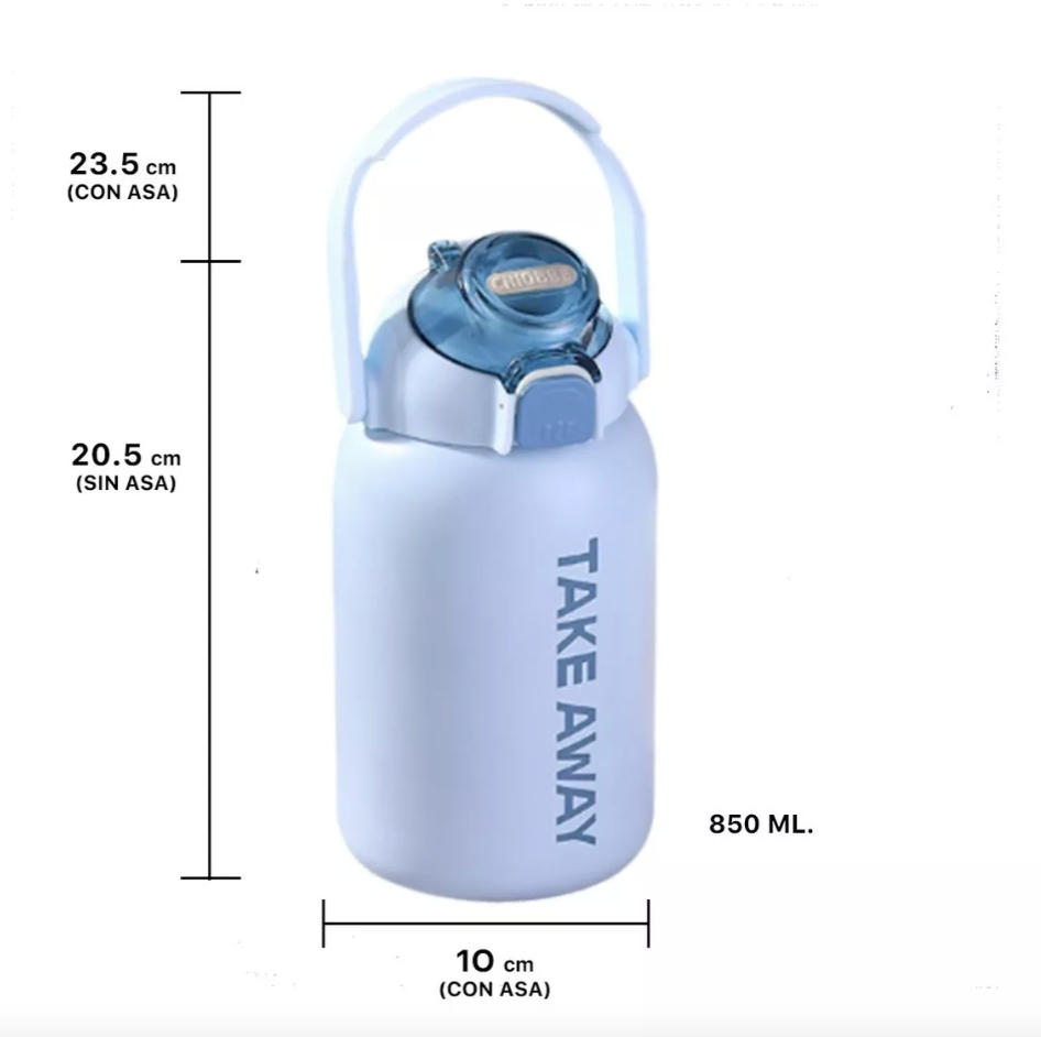 Botella de Agua de Acero Inoxidable de 850ML con tapa a prueba de derrames, tamaño grande con Asa